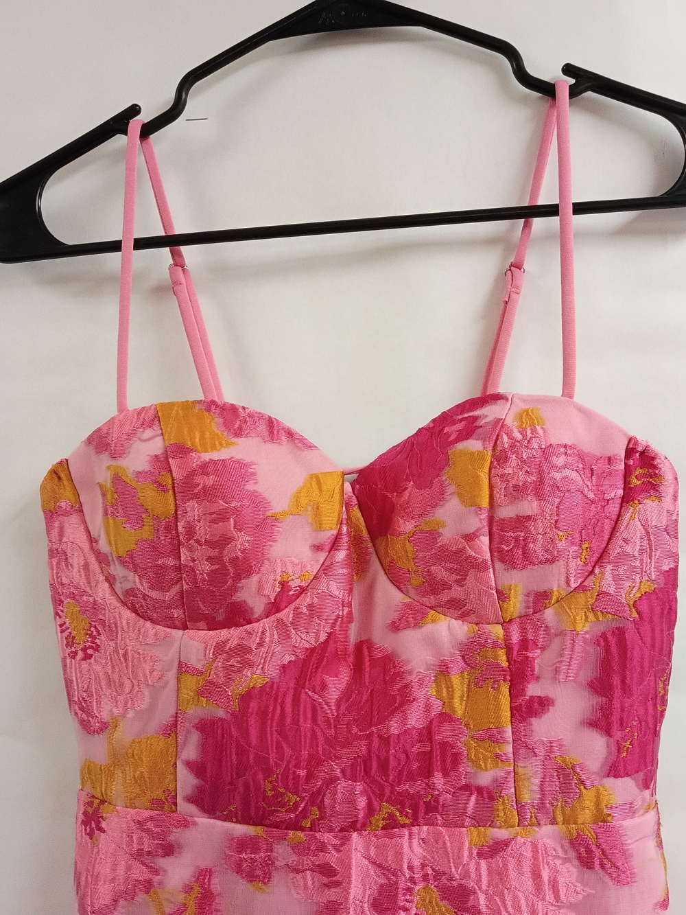 Lulu's Pink and Yellow Floral Bustier Mini Dress - Picture 4 of 5